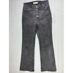 Madewell Size 23p Petite Womens Jeans Cali Demi Boot Black Mid Rise Stretch